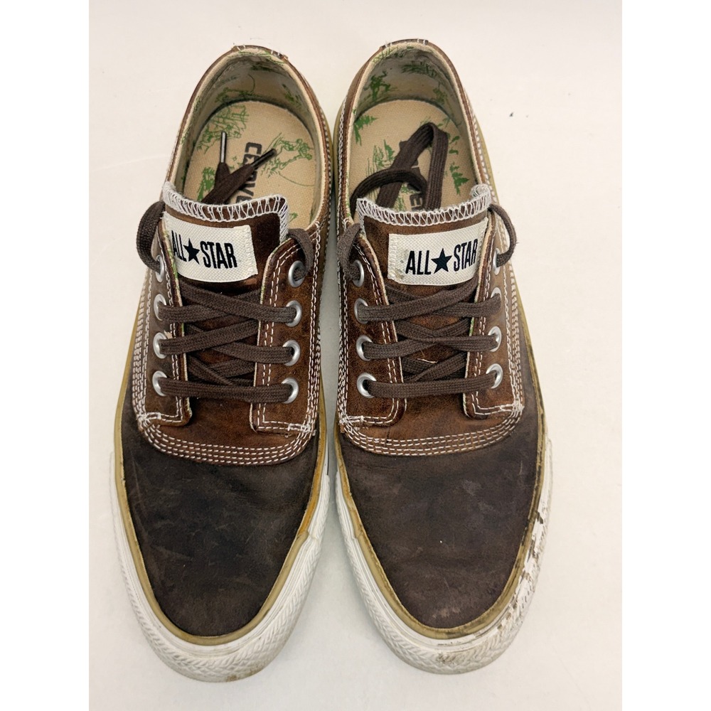 Converse All Star Brown Leather Low Top Sneakers 118992 Mens 8 Womens 10 - Picture 3 of 14